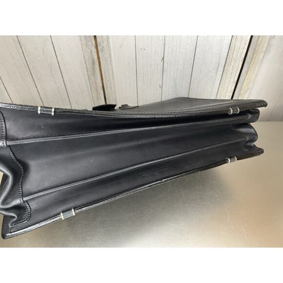 Schlesinger Black Smooth Leather Lawyer Briefcase Buckle & Combination Lock - Picture 7 of 10